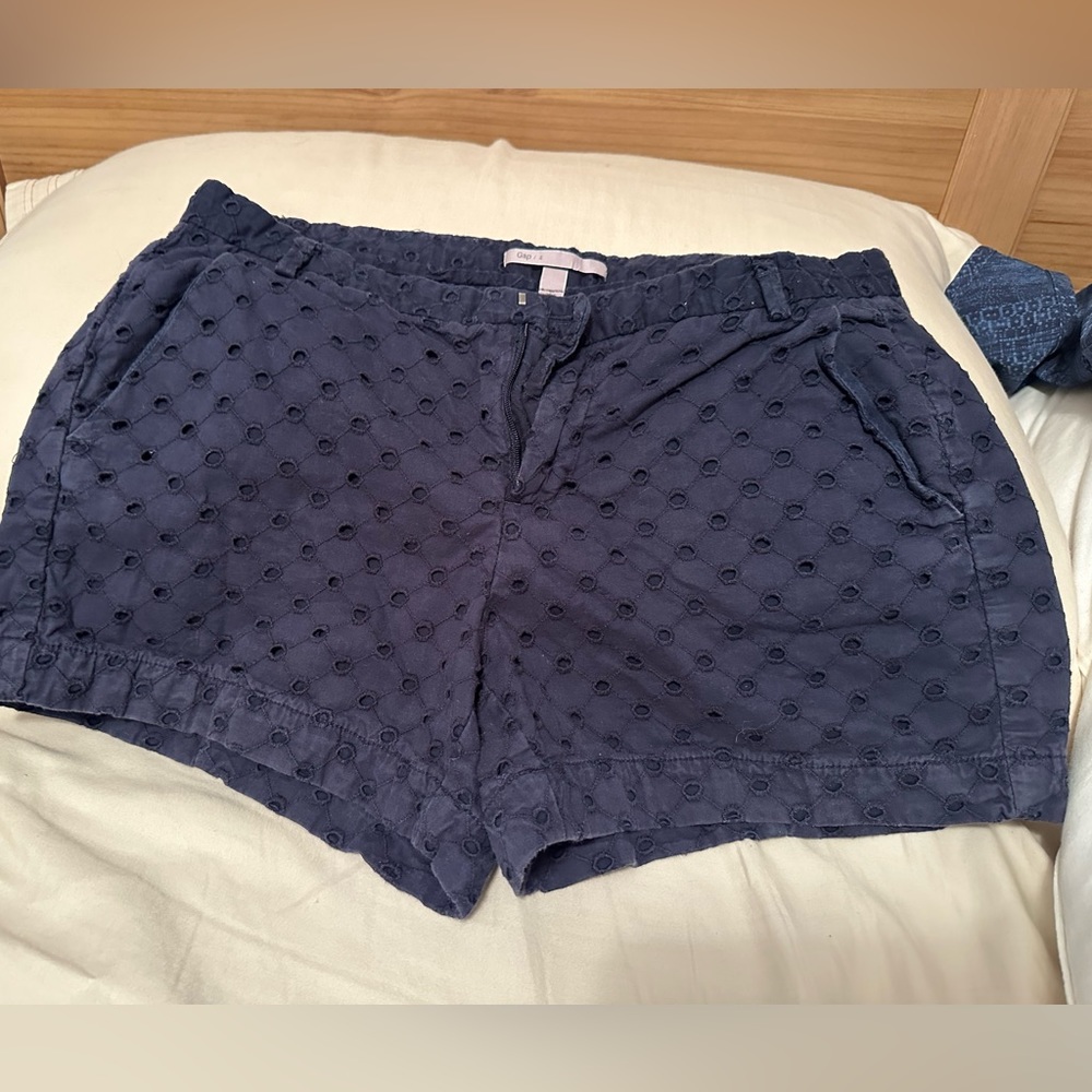 Navy eyelet shorts